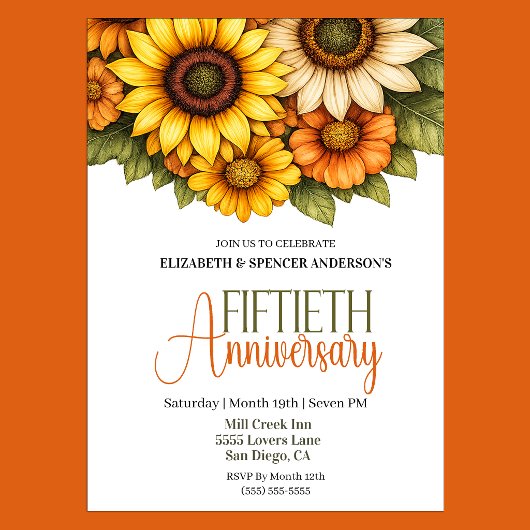 Invitation Jolis tournesols 50e anniversaire