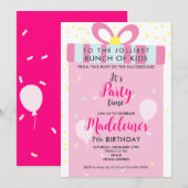 Invitation Jolle Bunch Rose Funny GIRLS Anniversaire (Devant / Derrière)