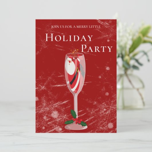 Invitation Jolly Christmas Cheers Santa champagne Holiday (Debout devant)