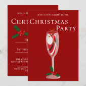 Invitation Jolly Christmas Cheers with Santa champagne (Devant / Derrière)