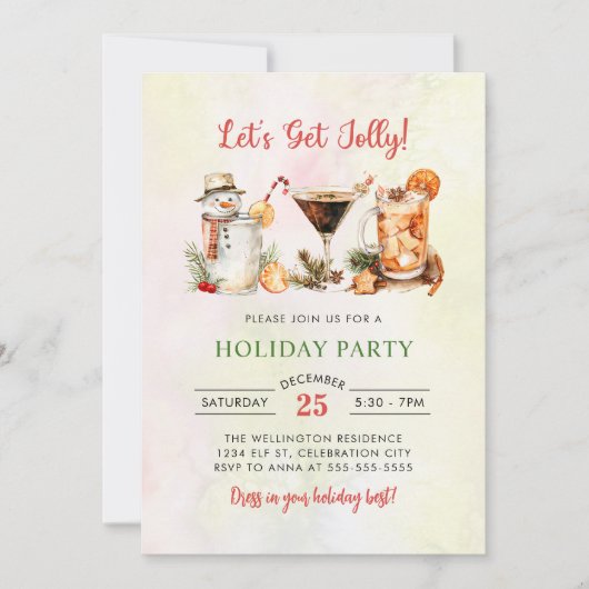 Invitation Jolly Cocktail Fête de Vacances (Devant)