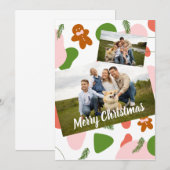 Invitation Jolly Gingerbread Noël Photo personnalisable (Devant / Derrière)