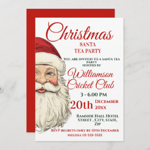 Invitation Jolly Père Noël Christmas Tea Party