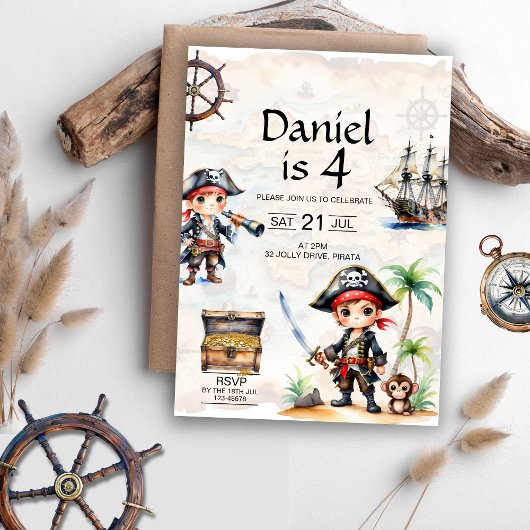 Invitation Jolly Pirates 4e anniversaire