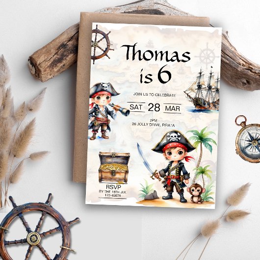 Invitation Jolly Pirates 6e anniversaire