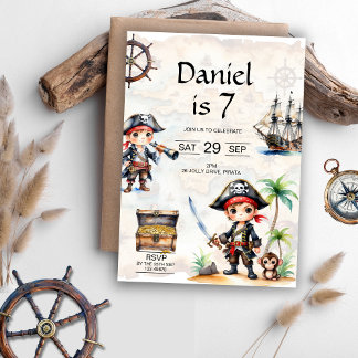 Invitation Jolly Pirates 7e fête d'anniversaire