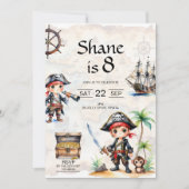 Invitation Jolly Pirates 8e fête d'anniversaire (Devant)