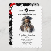 Invitation Jolly Roger Pirate d'anniversaire (Devant / Derrière)
