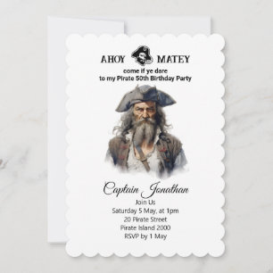 Invitation Jolly Roger Pirate d'anniversaire