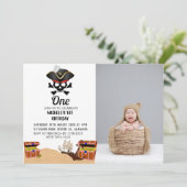 Invitation Jolly roger Pirate | Simple photo de premier anniv (Debout devant)