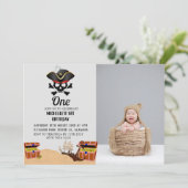 Invitation Jolly roger Pirate | Simple photo de premier anniv (Debout devant)