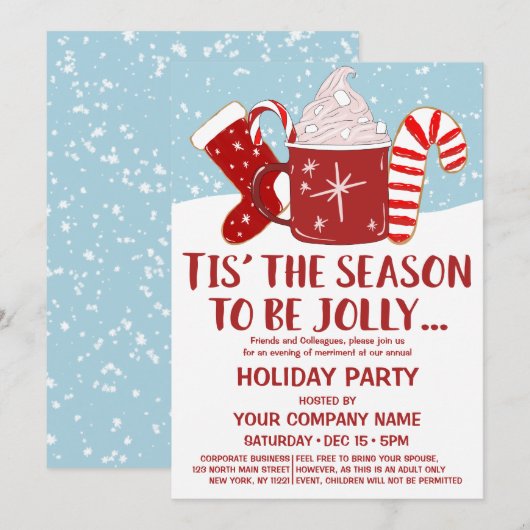 Invitation Jolly Rouge Bleu Sucre de canne de cacao Entrepris (Devant / Derrière)