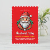 Invitation Jolly Santa Wreath Christmas Party (Debout devant)