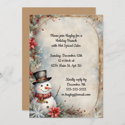 Invitation Jolly Snowman fête de Noël (Devant / Derrière)