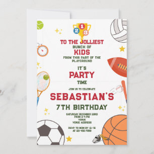 Invitation Jolmost Bunch Modern Sports Anniversaire de enfant