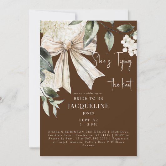 Invitation Jonction Brown du Wedding shower d'hydrangée de no (Devant)