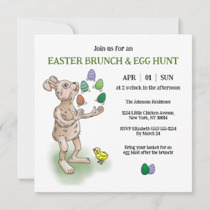 Invitation Jonglage de lapin de Pâques