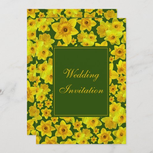 Invitation Jonquille de printemps jaune - Mariage (Devant / Derrière)