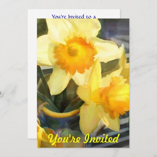 Invitation Jonquilles jaunes rétro-éclairées (Devant / Derrière)