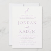 Invitation Jordan Lilac Script Monogramme Mariage élégant (Devant)