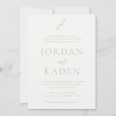 Invitation Jordanie Sage doux Script Monogramme Mariage éléga (Devant)