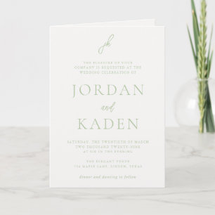 Invitation Jordanie Sage doux Script Monogramme Mariage éléga
