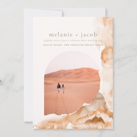 Invitation Joshua Tree Bohemian Neutral Mariage Photo (Devant)