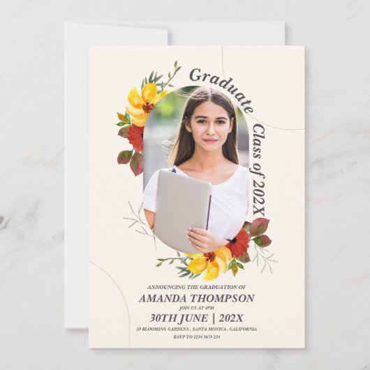 Invitation Jote 2025 Grad Elegant Photo Graduation Party (Devant)