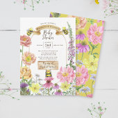 Invitation Jote Abee Jaune et Baby shower Fleur sauvage