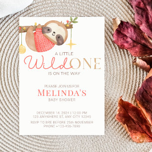Invitation Jote Aquarelle Wild One Sloth Baby shower