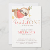Invitation Jote Aquarelle Wild One Sloth Baby shower (Devant)