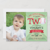 Invitation Jote Baseball Pitch & Ribbon Photo 2e anniversaire (Devant)
