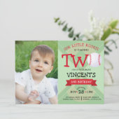 Invitation Jote Baseball Pitch & Ribbon Photo 2e anniversaire (Debout devant)