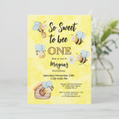 Invitation Jote Bee One Jaune Noir Premier Anniversaire (Debout devant)