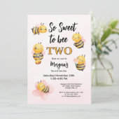 Invitation Jote Bee Two Rose Black Deuxième fête d'anniversai (Debout devant)