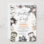 Invitation Jote Black Halloween Filles Boothday fête Annivers (Devant)