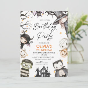 Invitation Jote Black Halloween Filles Boothday fête Annivers