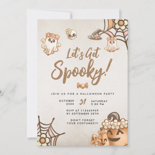 Invitation Jote Boho Faisons une fête d'Halloween Éffrayante (Devant)