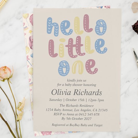 Invitation Jote Boho Hello Little One Baby shower