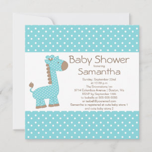 Invitation Jote Brown Blue Giraffe Boys Baby shower
