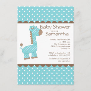 Invitation Jote Brown Blue Giraffe Boys Baby shower
