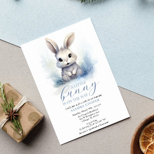 Invitation Jote Bunny Blue Winter Baby shower personnalisé