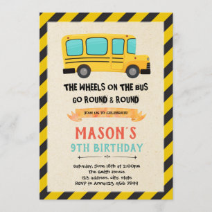 Invitation Jote bus Roues sur l'invitation Bus
