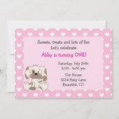 Invitation Jote Chien Chien 1er Anniversaire Filles Invitatio (Devant)
