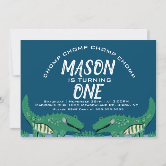 Invitation Jote Chomping Alligator Safari fête d'anniversaire (Devant)