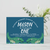 Invitation Jote Chomping Alligator Safari fête d'anniversaire (Debout devant)