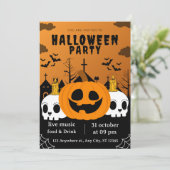 Invitation Jote Citrouille Skeleton Halloween Party Invitatio (Debout devant)