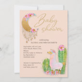 Invitation Jote Désert Boho Chic Cactus Llama Baby shower (Devant)