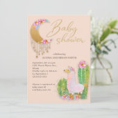 Invitation Jote Désert Boho Chic Cactus Llama Baby shower (Debout devant)