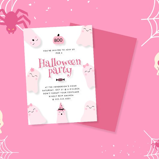Invitation Jote Fantôme rose BOO Halloween Party
